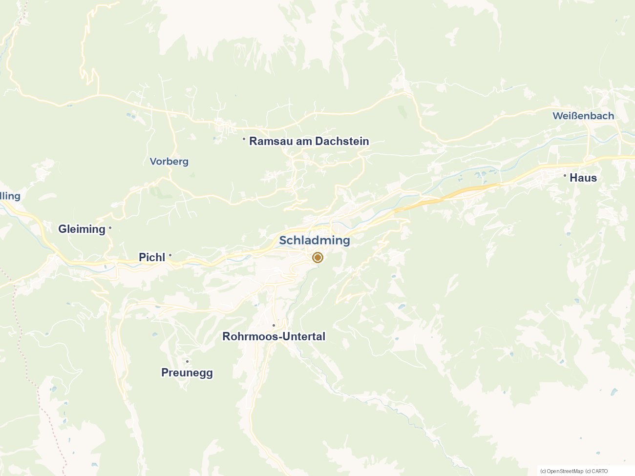 Kartenausschnitt von Schladming und Umgebung – unser Einsatzgebiet